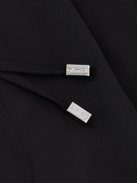 Wool Drawstring Trousers - Black