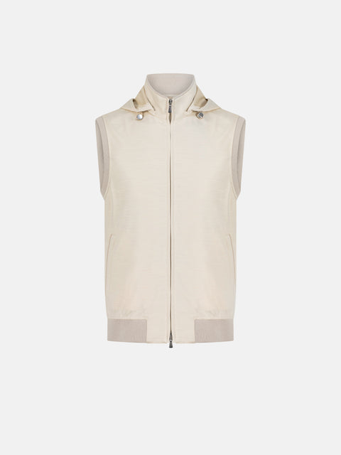 Wool Vest with Cap- White
