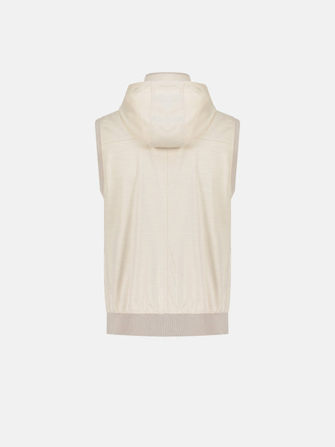 Wool Vest with Cap- White