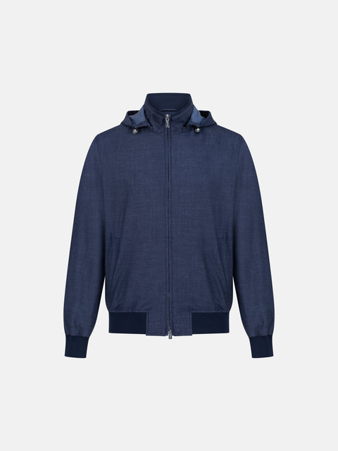 Virgin Wool, Silk & Linen Blouson- Bright Blue