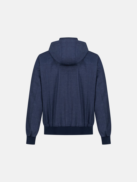 Virgin Wool, Silk & Linen Blouson- Bright Blue