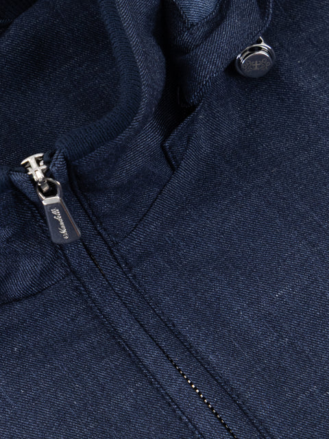 Virgin Wool, Silk & Linen Blouson- Bright Blue