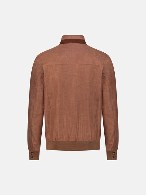 Virgin Wool, Silk, Linen Blouson-Red Stripe