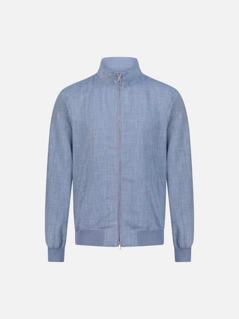 Virgin Wool, Silk & Linen Blouson- Indigo