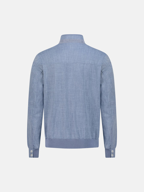 Virgin Wool, Silk & Linen Blouson- Indigo