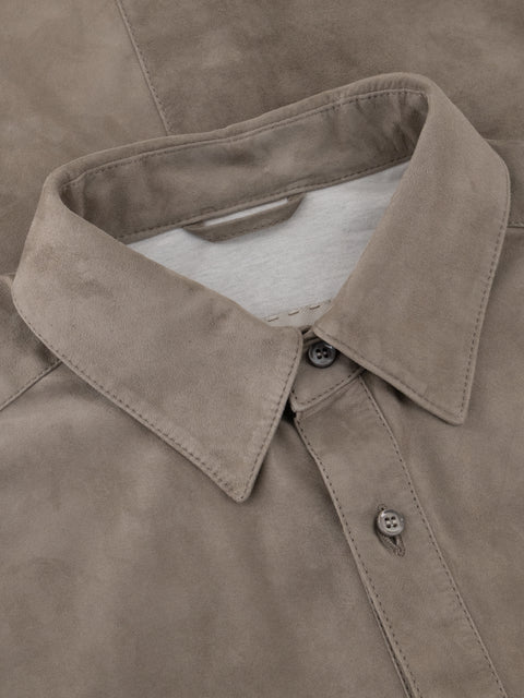 Suede Goat Leather OverShirt-Taupe