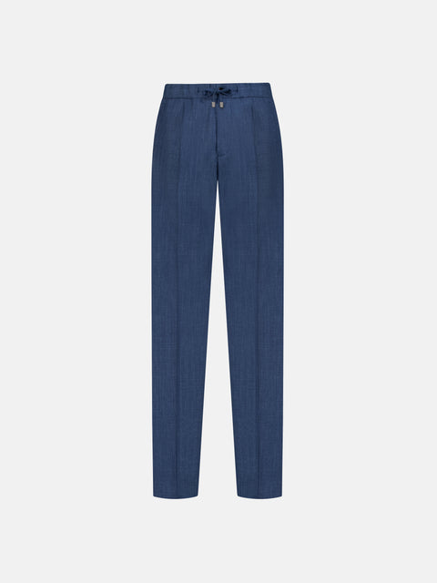Mélange Tailored Trousers - Dark Blue