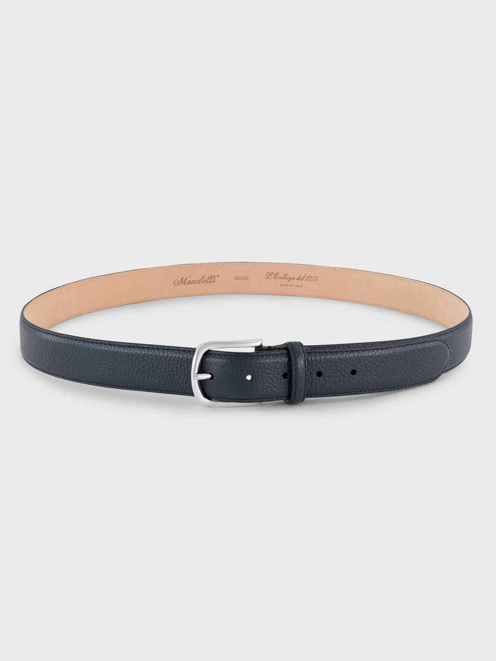 Grained Leather Belt – Navy