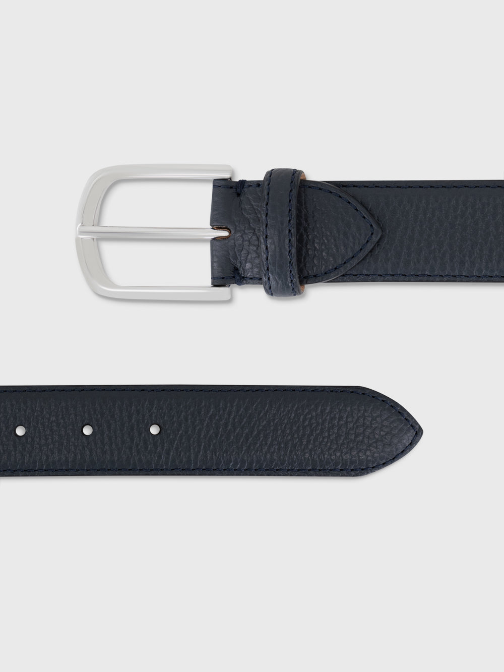 Grained Leather Belt – Navy