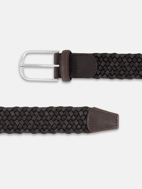 Braided Taurus Leather Belt – Dark Brown