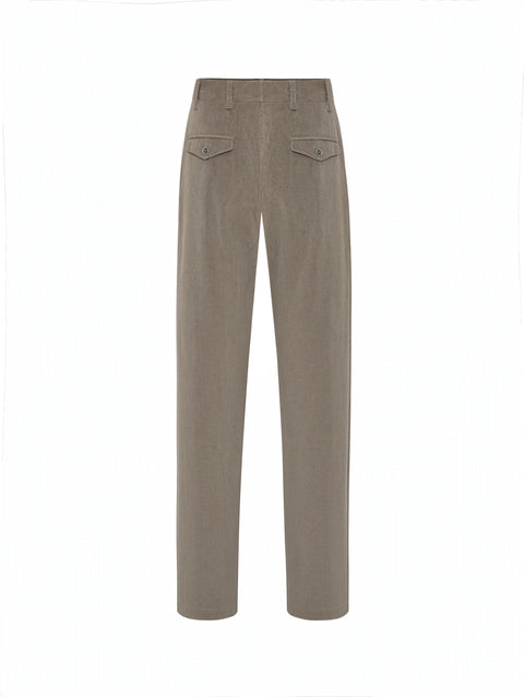 COMO Stretch Cotton Velvet Pleated Trousers — Camel
