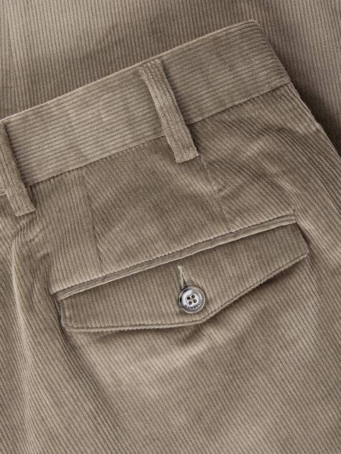 COMO Stretch Cotton Velvet Pleated Trousers — Camel