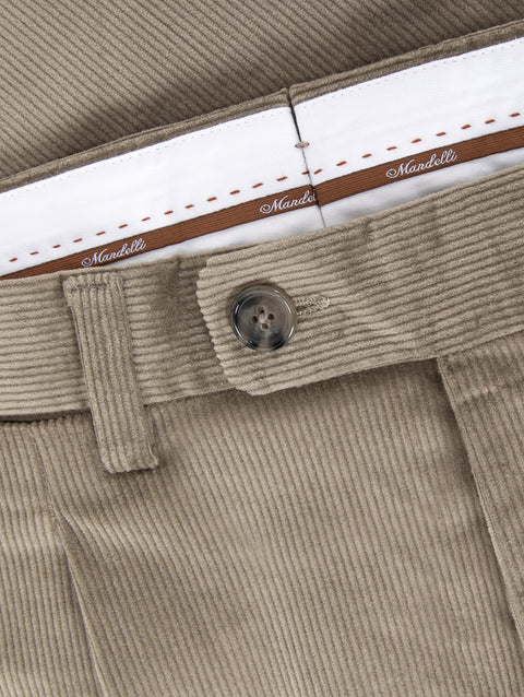COMO Stretch Cotton Velvet Pleated Trousers — Camel