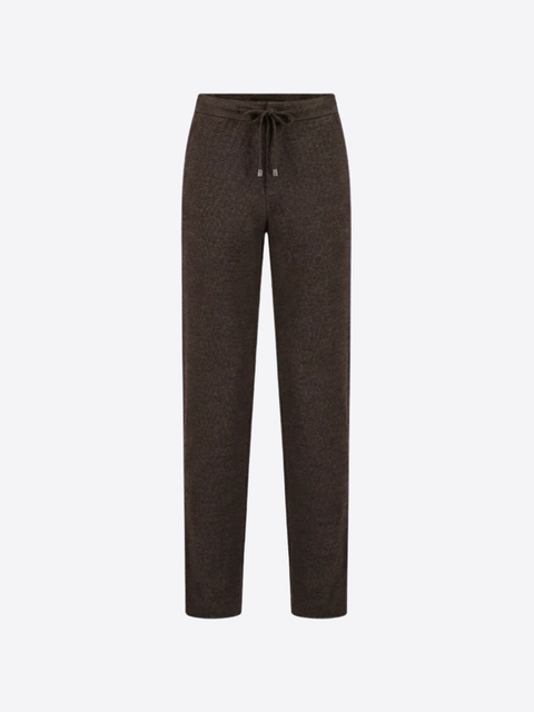 Wool & Cotton Drawstring Trousers – Burnt Brown