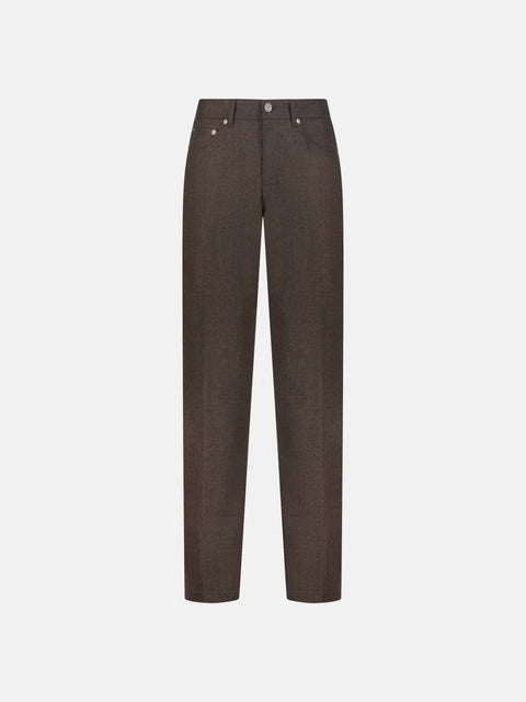 Mandelli Stretch Flannel Five-Pocket Trousers — Brown