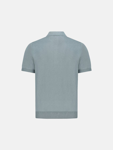 Silk & Cotton Knitted Polo with Zip –Thyme