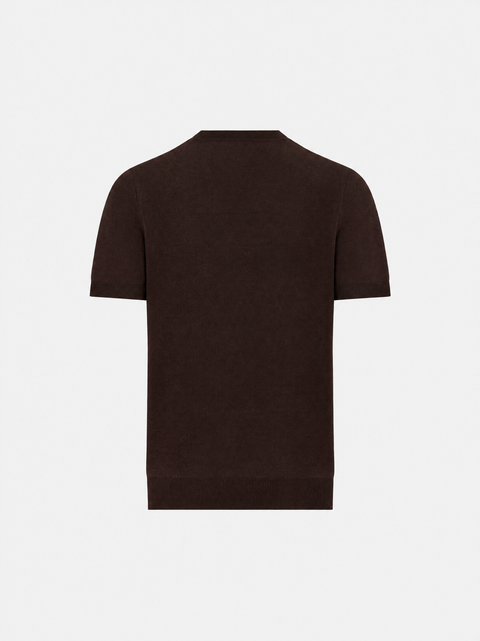Virgin Wool Knitted T-Shirt — Brown