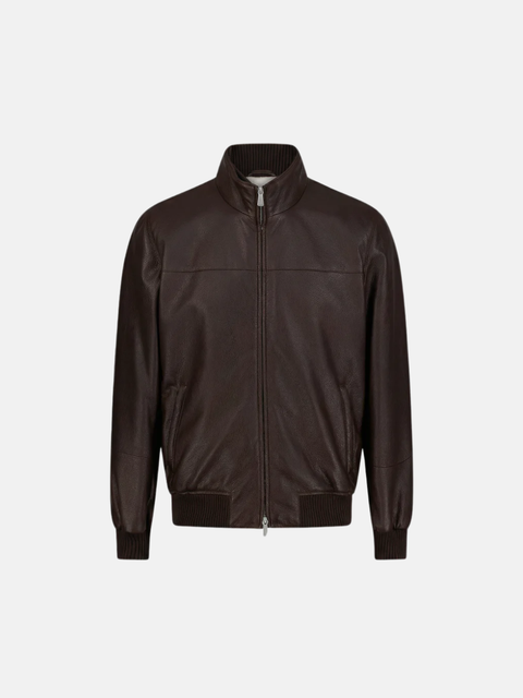 Classic Leather Blouson – Dark Brown