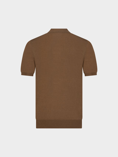 Knitted Silk & Cotton Polo with Buttons – Marrone DUPLICATED (3K002A-5645-345)