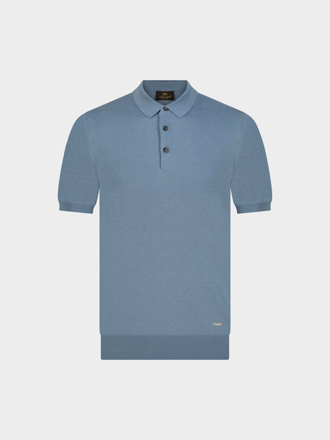 Knitted Silk & Cotton Polo with Buttons – Blu DUPLICATED (3K002A-5645-835)