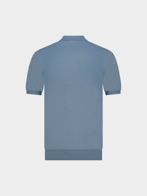 Knitted Silk & Cotton Polo with Buttons – Blu DUPLICATED (3K002A-5645-835)