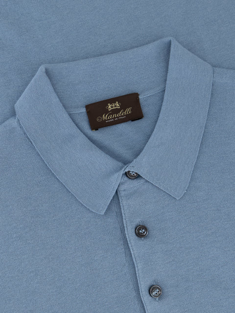 Knitted Silk & Cotton Polo with Buttons – Blu DUPLICATED (3K002A-5645-835)