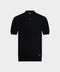 Knitted Silk & Cotton Polo with Buttons – Black