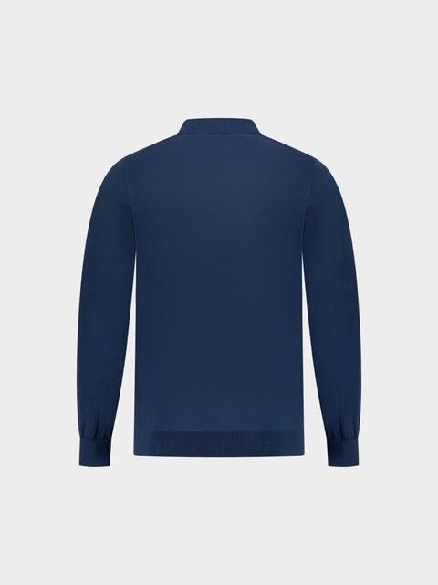 Knitted Polo with Buttons – Asphalt