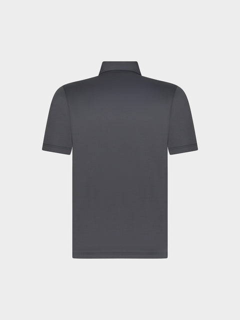 Knitted Cotton Polo with Buttons – Silver