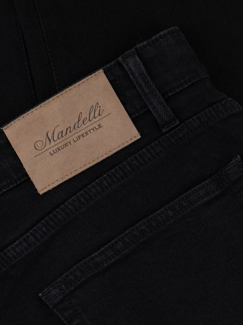 Cashmere Blend Stretch Cotton Trousers- Black