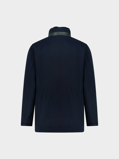 Three-Quarter Jacket in Cashmere with Mink Fur – Navy Blue