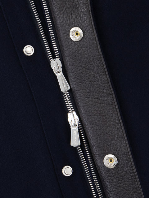 Three-Quarter Jacket in Cashmere with Mink Fur – Navy Blue