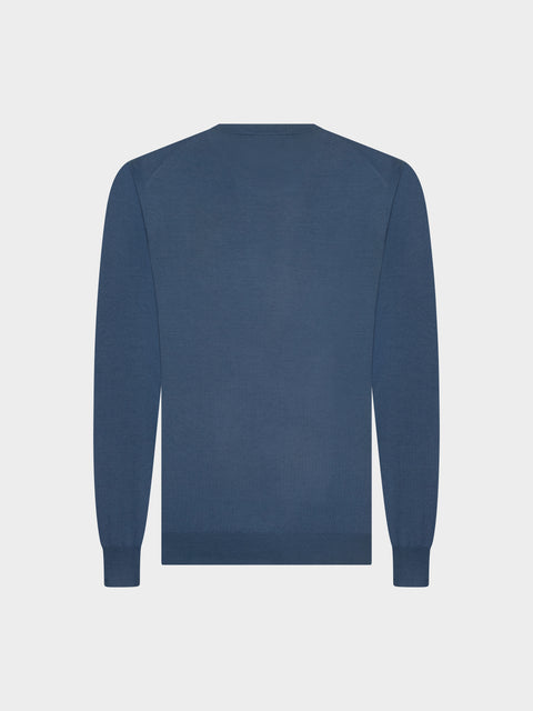 Knitted Round-Neck Sweater in Pure Wool – Asphalt