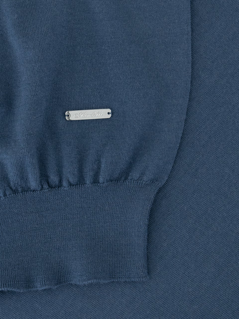 Knitted Round-Neck Sweater in Pure Wool – Asphalt
