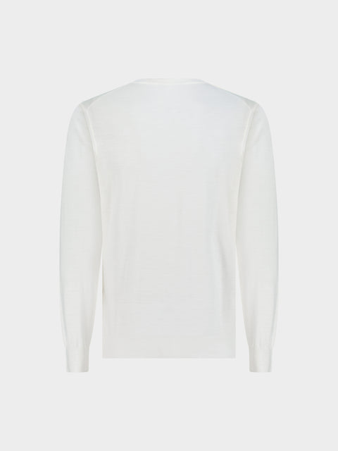 Knitted Round-Neck Sweater in Pure Wool – Ivory