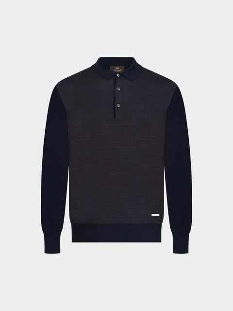 Knitted Polo with Buttons – Navy Blue
