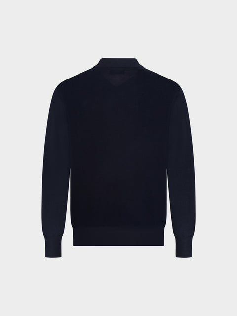 Knitted Polo with Buttons – Navy Blue