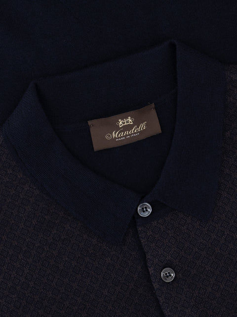 Knitted Polo with Buttons – Navy Blue
