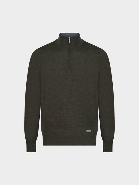 Knitted High-Neck Sweater in Virgin Wool – Green