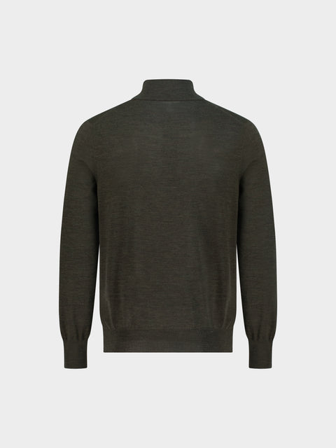 Knitted High-Neck Sweater in Virgin Wool – Green