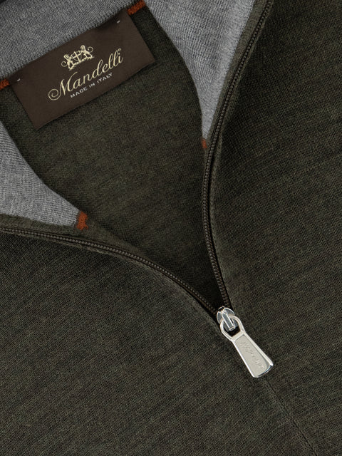 Knitted High-Neck Sweater in Virgin Wool – Green