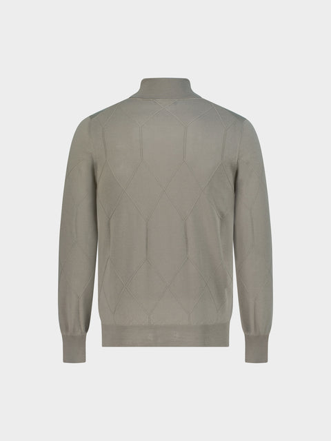 Knitted High-Neck Sweater in Pure Wool – Sand
