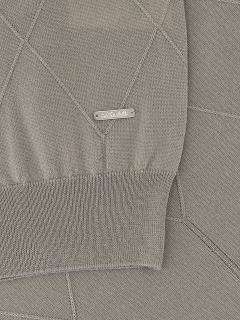 Knitted High-Neck Sweater in Pure Wool – Sand
