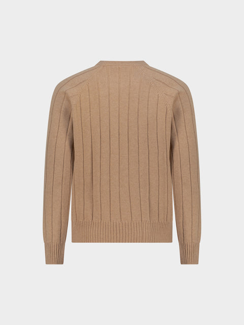 Knitted Round-Neck Sweater in Pure Cashmere – Amaretto