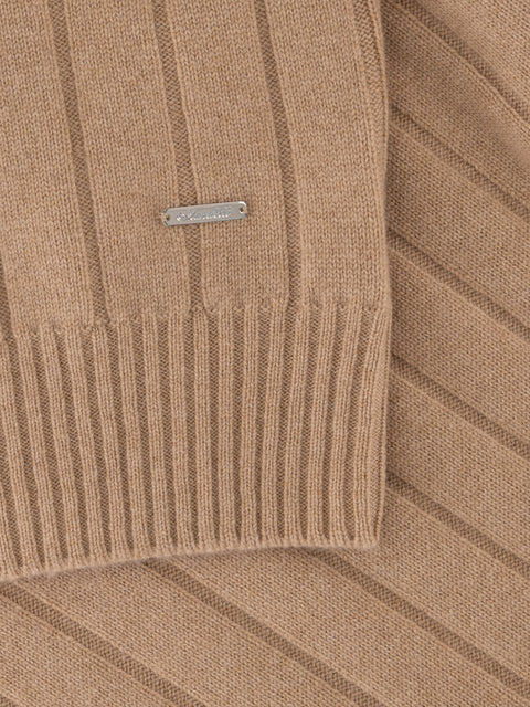 Knitted Round-Neck Sweater in Pure Cashmere – Amaretto