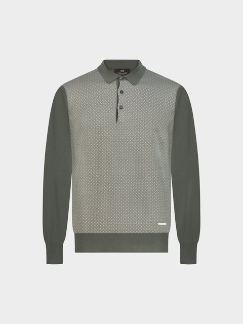 Knitted Polo with Buttons – Military Green