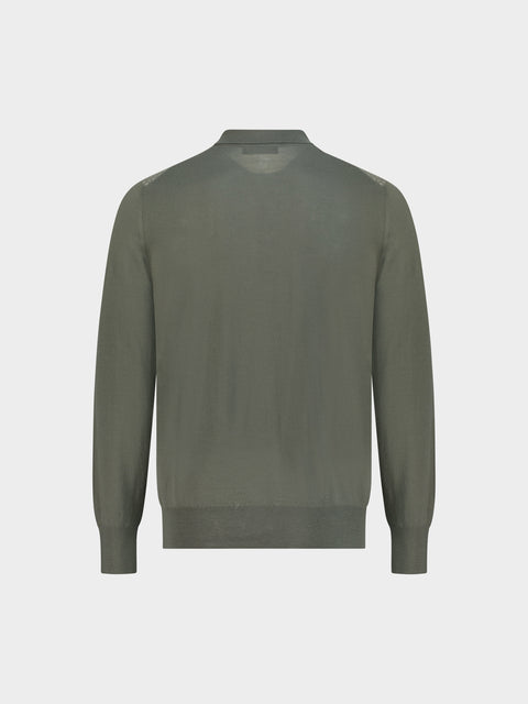 Knitted Polo with Buttons – Military Green