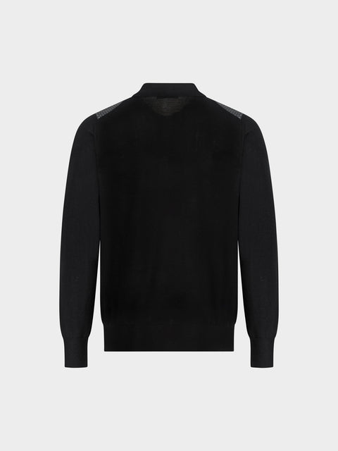 Knitted Polo with Buttons  – Black
