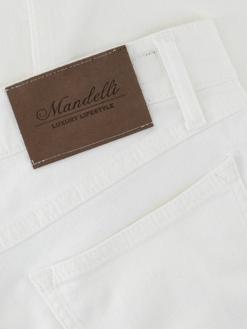 Cotton Stretch Five-Pocket Trousers - Ivory