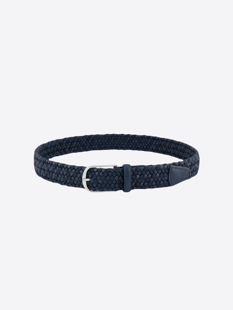 Braided Taurus Leather Belt – Navy